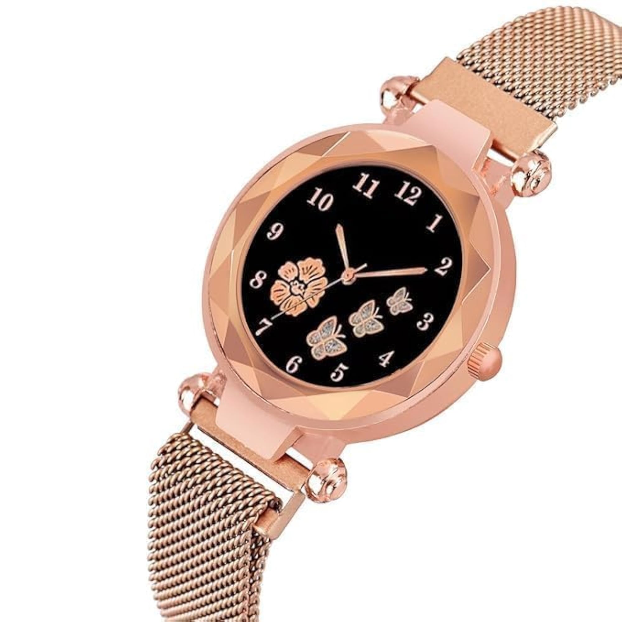 Women's Magnetic Strap Analog Watch with Necklace & Earrings Set