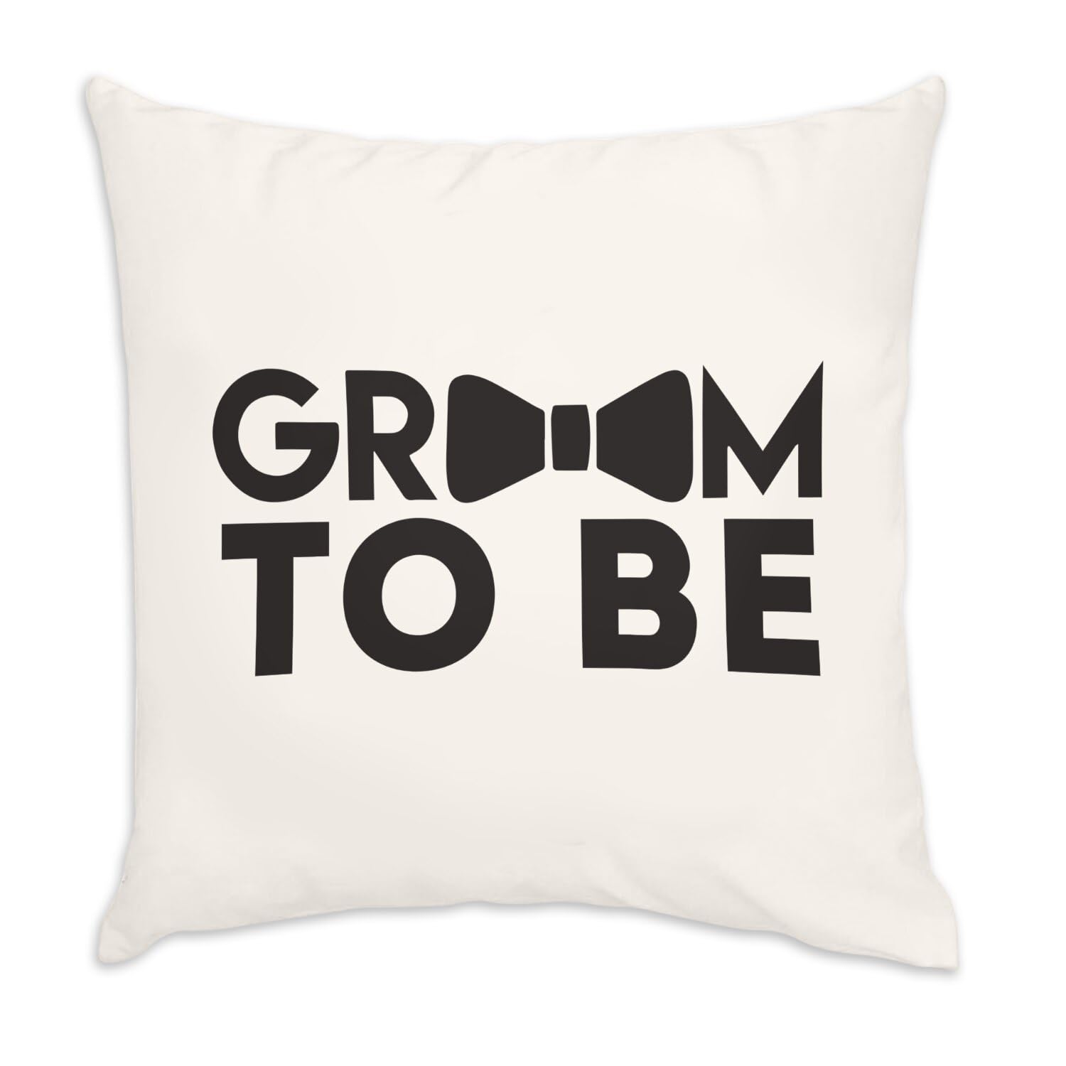Coussin Velours Blanc Haut de Gamme Motif Marié et Famille avec Garnissage Inclus 40x40