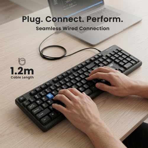 Image of EVM Wired Keyboard Mouse Combo USB | Computer Keyboard and Mouse Combo for Laptop PC | Ergonomic Design | Plug & Play | Smooth Typing & Precise Control | 1 Year Warranty ((EVM-WDKM-513)