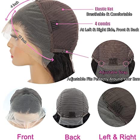 Miniatura 4 de Pelucas de cabello humano ondulado con encaje frontal HD de 13 x 4 pulgadas, pelucas de encaje frontal de 24 pulgadas, predepiladas con abuelitos,