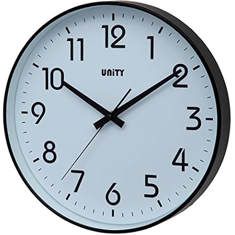 Unity Fradley 30cm 12-Inch Silent Sweep Modern Wall Clock in Black, 30 x 30 x 5 cm Cover