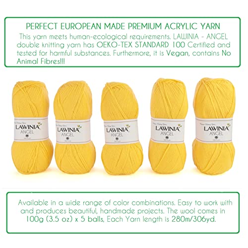 LAWINIA - Angel Premium Ultra Soft Double Knitting Wool 100g Balls x 5-280m 100% Acrylic Oeko-TEX Certified, Hypoallergenic & Vegan, Acrylic DK Wool for Knitting and Crochet Yarn Dk Knitting Yarn - Image 3