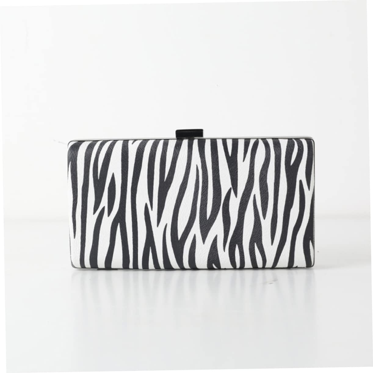 Gatuida Bolso de Fiesta de Rayas de Cebra en Pu Negro Elegante