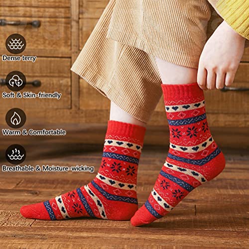 Image of IIG 3-5 Pairs Womens Super Thick Warm Winter Crew Socks Cute Fashion Knit Cozy Socks Gifts for Women