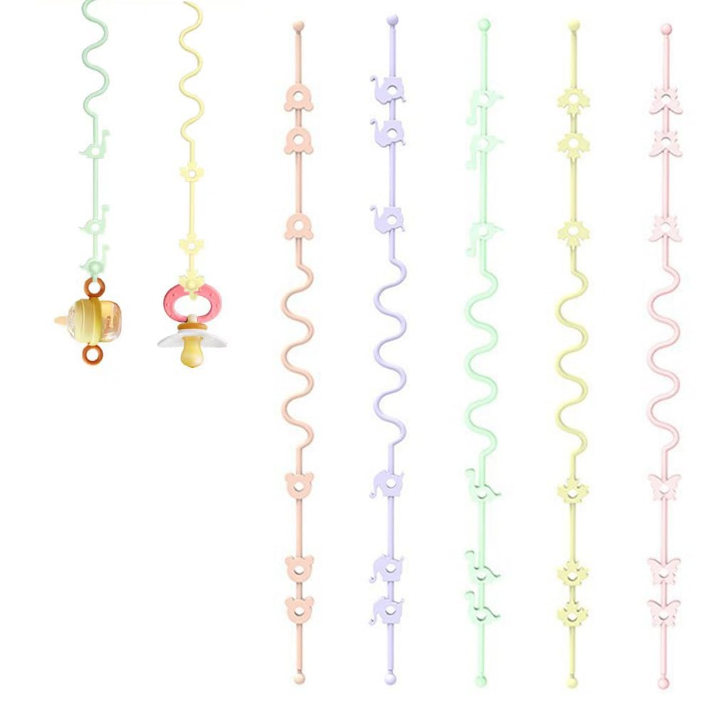 SYOSI Toy Strap, 5 Pcs Silicone Setpacifier Clip Keep Toys and Sippy Cups Secure with Toy Straps and Sippy Cup Strap Applies to Car Seat Toy, Teether Toy, High Chair, Stroller Accessories