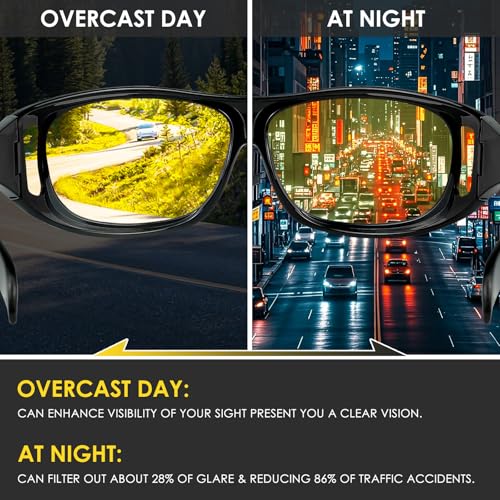 Night Driving Glasses Fit Over for Men Women, Anti Glare Polarized Night Vision Driving Glasses HD Yellow Lens2