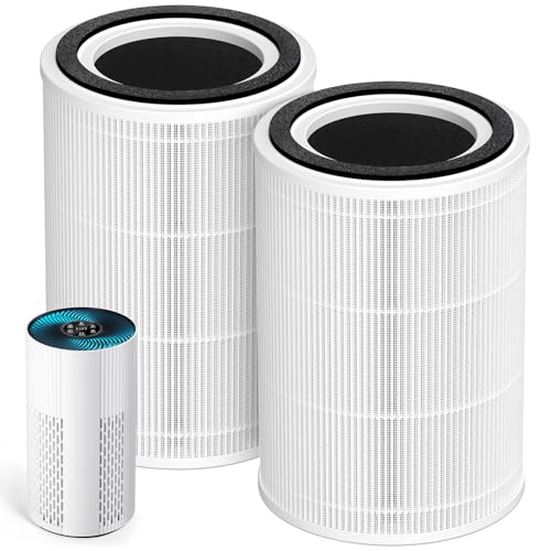 Image of 2 Pack HAP604 Air Filter Compatible with ECOSELF HAP604 Air Purifiers for Home Large Room 360 Air Intake & Outlet 3-In-1 Efficiency Filtration System for Bedroom Pets Cover Up to 1076 Ft