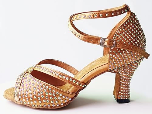Womens Girls Heels for Dancing Rhinestones Latin Salsa Ballroom Shoes Wedding Prom Sandals X016Z2