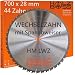 Produktbild Holzboss ® HM-Sägeblatt 44 x Zahn LWZ 700 x 28 mmØ L-Wechselzahn mit Spanabweiser Rückschlagarm HW Kreissägeblatt WZ für Längschnitte Querschnitt Wippsäge Tischkreissäge Feinschnitt Holz