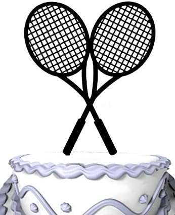 Meijiafei Crossed Rackets Tennis Birthday or Wedding Acrylic Cake Topper