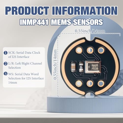 Image of INMP441 MEMS Digital Microphone Module - High-Sensitivity I2S Interface Mic for ESP32, Raspberry Pi, Voice Recognition, and Audio Processing (Pack of 2)