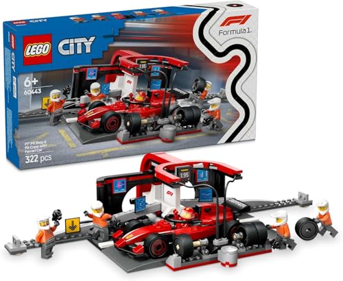 City F1 Boxe e Crew con Giocattolo Auto Ferrari + Pilota F1 con Minifigura Pilota di Auto da Corsa McLaren per Ragazzi e Ragazze o Fan di Motorsport Adulti 60443 + 60442 - Lego - Immagine 1