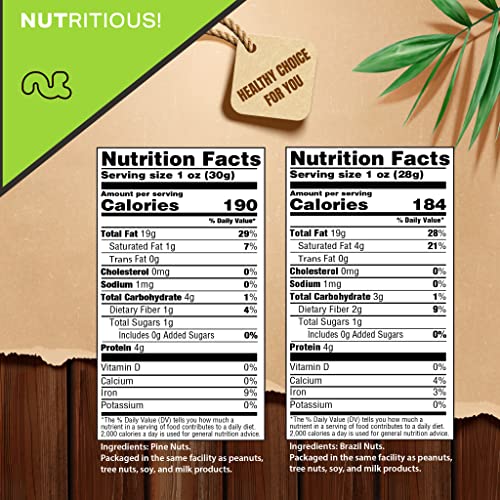 Raw Brazil Nuts + Raw Pine Nuts 16.Oz 2 Pack Bundle #TOP1