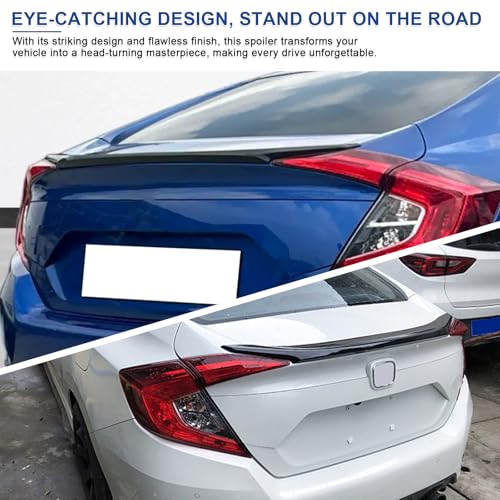 BDBO Rear Spoiler for Honda Civic 4-Door Sedan 2016-2021 10th Gen Trunk Spoiler Wing Trunk Tail Rear Trunk Lid,Glossy Black Style for Honda Civic Sedan Accessories - Highkick Duckbill Style by BDBO - Image 6
