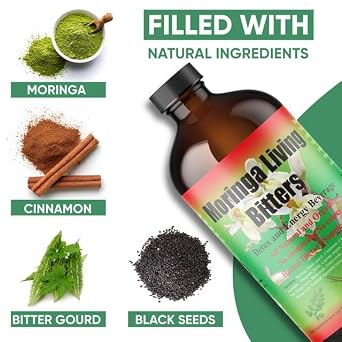 Herboganic Premium Soursop Living Bitters Featured with Moringa Bitters for overall health and wellness |Pack of 2 |16 Oz Each