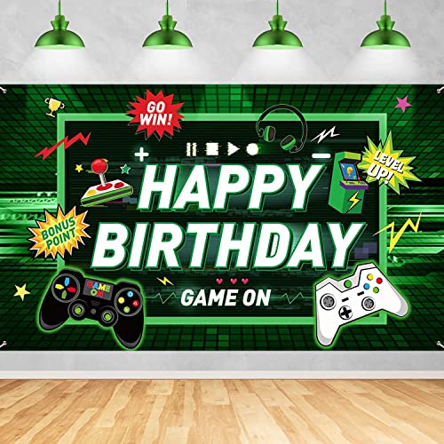 Video Game Backdrop Happy Birthday Banner Gaming Theme Party Photography Background For Kids Boys Birthday Party Decorations Supplies #TOP25