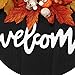 Kuuleyn Farmhouse Style Round Wood Door Hanging Sign with Artificial Flowers for Welcoming Guests Halloween Christmas Willow Frame Hemp Rope for Festive Decor (maple leaf skull)