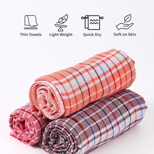 Image of YATTA Thorthu Kerala Towel Cotton Bath Towel Set of 4 | Gamcha for Men