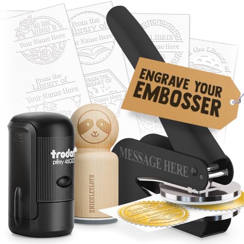 Book Embosser Personalized - Custom Embosser Stamp. Ex Libris from The Library of Book Stamp Personalized. Personal Library Stamps. Engraving Embossing Stickers and More Designs for the Perfect Gift