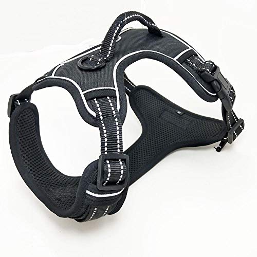 TYCHWZRMV(売店)犬が道具を引っ張る、 犬用牽引ロープ 引っ張らない犬用ハーネス 反射ペットベストハーネス 丈夫なハンドル付き 調節可能なストラップハーネス(Black,XS)