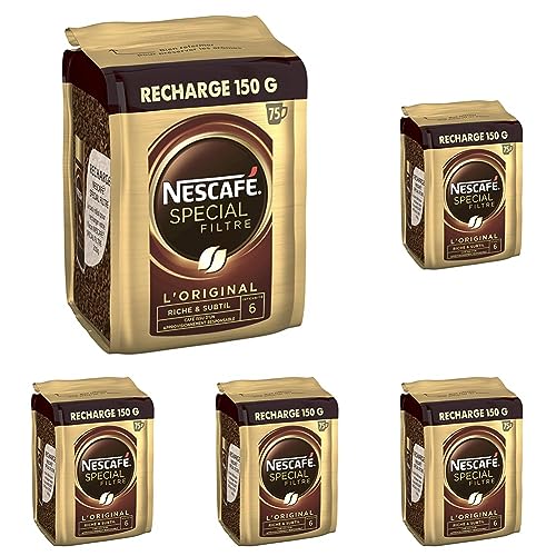 Nescafé SPECIAL FILTRE, Café Soluble, Recharge de 150g (Lot de 5)