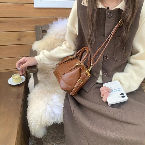 Bolso cruzado marrón retro y elegante ideal para ir a trabajar a diario con estilo 4