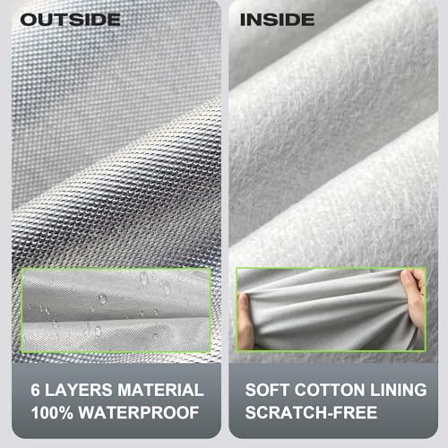 Image of KouKou Car Cover Custom Fit for Lexus IS250 IS300 IS350 (2005-2026), 6 Layers Waterproof All Weather for Automobiles Full Exterior Cover Rain Sun Snow Protector with Door Zipper. Silver