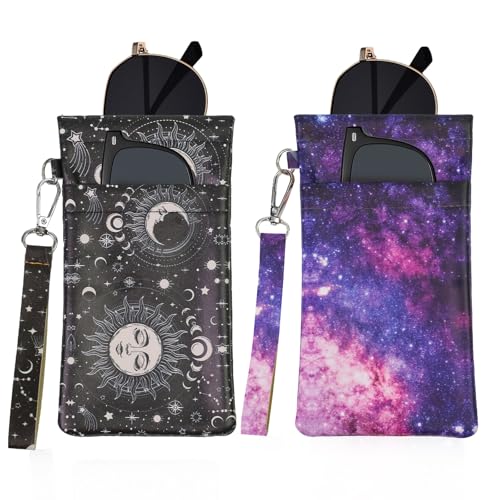 Image of Double Eyeglass Case Soft Dual Glasses Case for Women Men Travel Squeeze Top Sunglasses Cases Eyeglasses Pouch