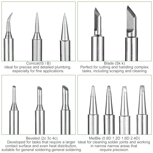 Image of 12PCS 900M Soldering Iron Tips with Storage Bag, 12 Different Style Replacement Soldering Tips for Most Precision Electronics Repair DIY Projects and Professional Use