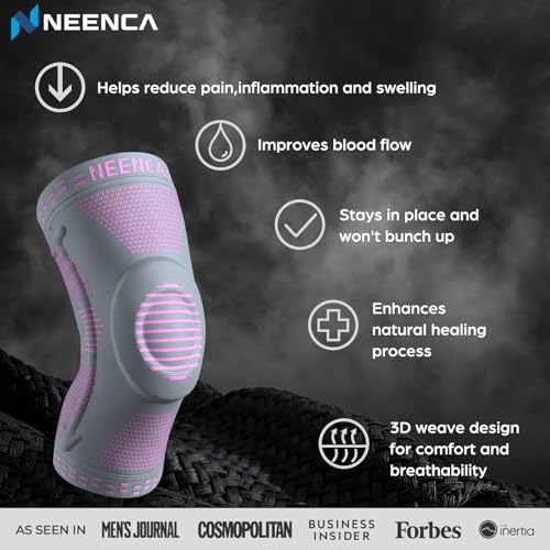 Image of NEENCA Professional Knee Brace for Women, Compression Knee Sleeve with Patella Gel Pad & Side Stabilizers, Knee Support Bandage for Pain Relief, Running, Workout, Arthritis, ACL, Joint Injury Recovery