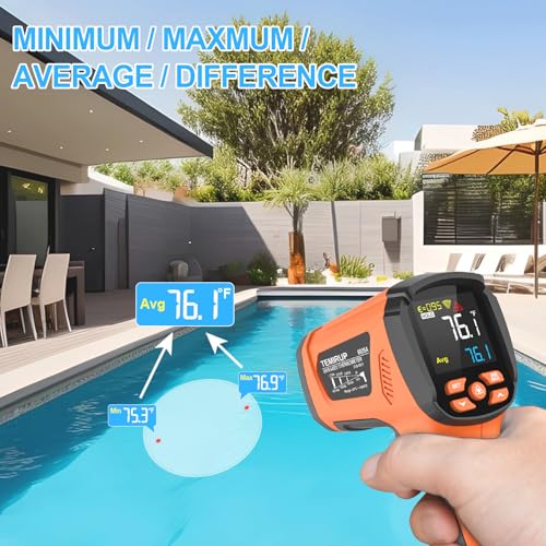 Image of Infrared Thermometer Temperature Gun,-40℉~2912℉ Pyrometer, 50:1 High Temp Thermometer with Thermocouple Probe, Non-Contact Digital IR Laser Thermometer for Industrial HVAC Forge Metal