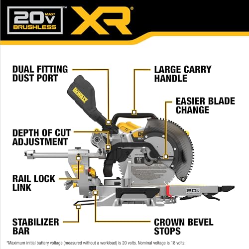 DEWALT 20V MAX XR 12 inch Double Bevel Sliding Miter Saw, Cordless, Tool Only (DCS785B) thumbnail 5