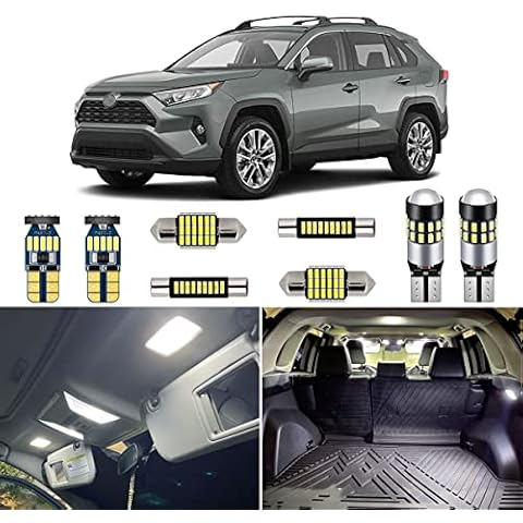 AUTOGINE White LED Interior Lights Kit for Toyota RAV4 2016 2017 2018 2019 2020 2021 2022 Super Bright 6000K Interior LED Lights Bulbs Package + Install Tool Cover