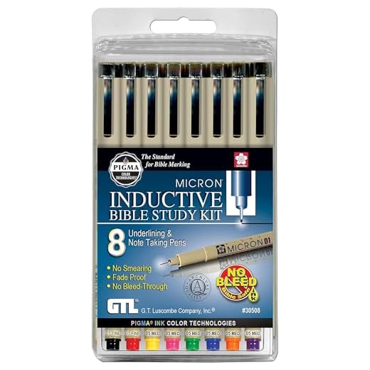 Pigma Micron 01 Fine & 05 Medium Point Inductive Bible Study Kit (Set of 8)