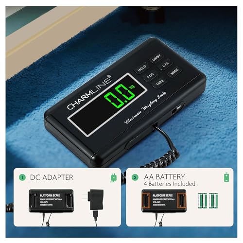 Image of Charmline 1100lbs x 0.2lbs High Accuracy Digital Postal Scale with 41x21 in Large Stainless Steel Platform, Heavy Duty Scale for Dog, Pig, Goat Sheep, Battery & AC Adapter Powered, Slip-Resistant