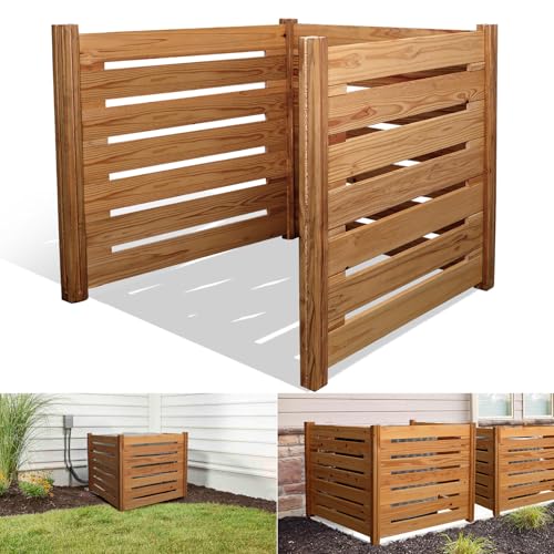 Air Conditioner Fence,Wooden Privacy Fence,Trash can Fence,Wood Compost bin 3 Panel 48' Lx48 x36 H Suitable for AC,Outdoor Trash cans, Pool Equipment enclosures.