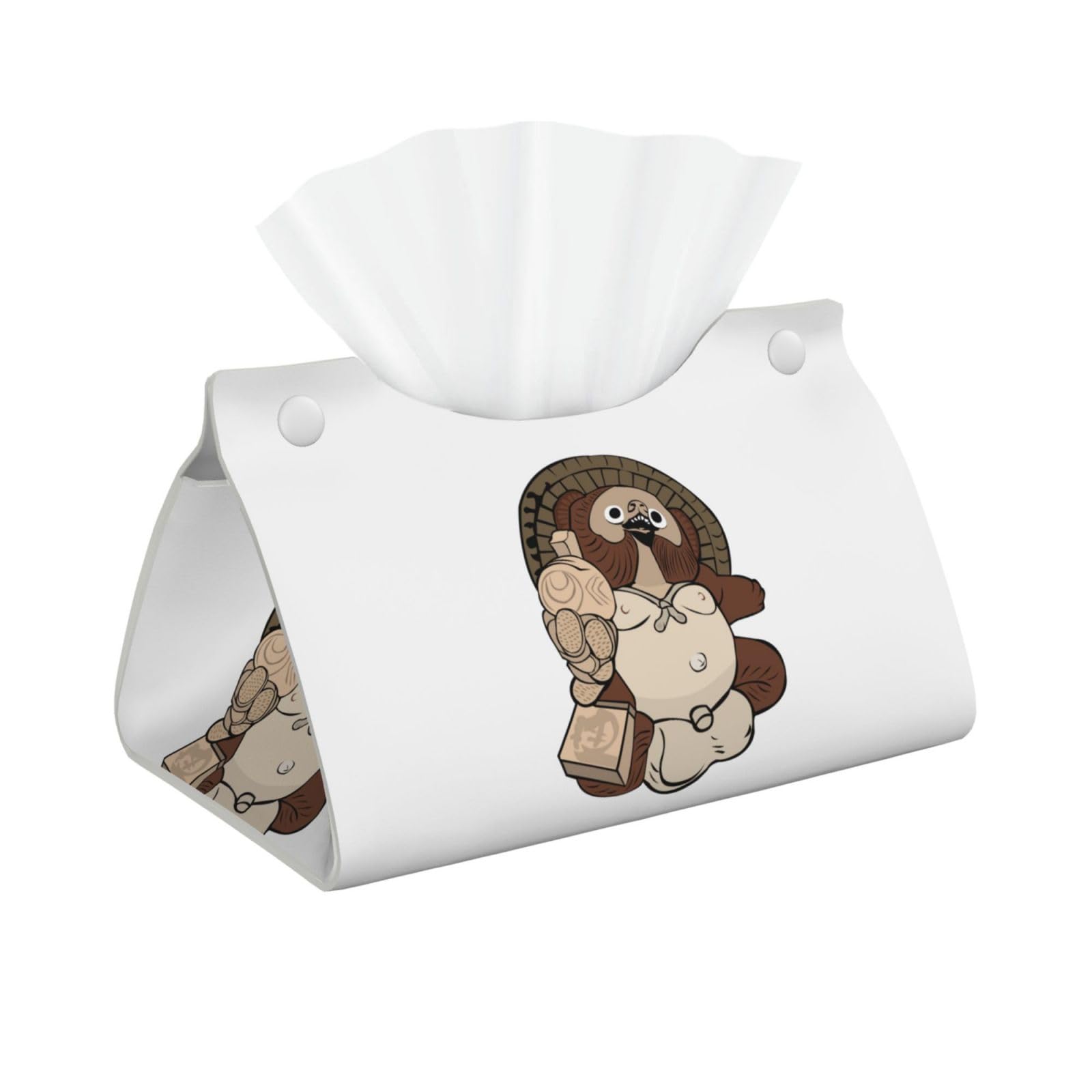 Tanuki Raccoon Dog Tissue Box Cover PU Leather Japanese Decor BAIYUAN