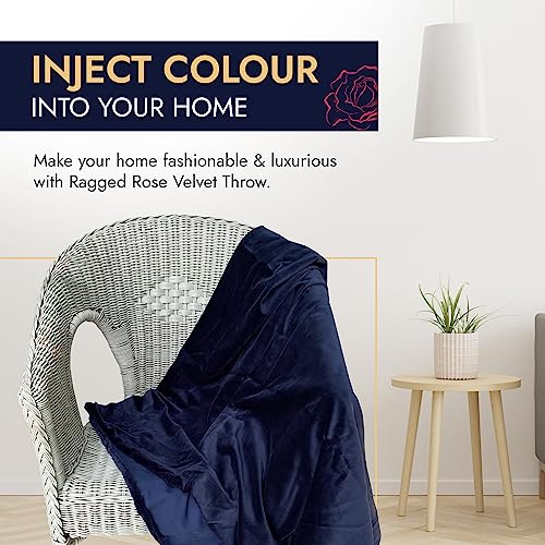 Ragged Rose 140 cm x 180 cm Throw Blanket, Pom Pom Throw Made of Cotton Velvet with Pompom Trims on Sides - Image 2