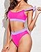 Tempt Me Women Hot Pink Purple Two Piece High Waisted Bikini Swimsuits with Bottoms Teen Scoop Neck Sport Bathing Suits L
