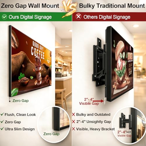 Image of 49Inch 4K Wall Mount Digital Signage, 1000nits High Brightness Slim Frameless Advertising Display, Commerical Display LCD Monitor with CMS /U-Disk Plug&Play, Split Screen, 7 /24 Timer Switch