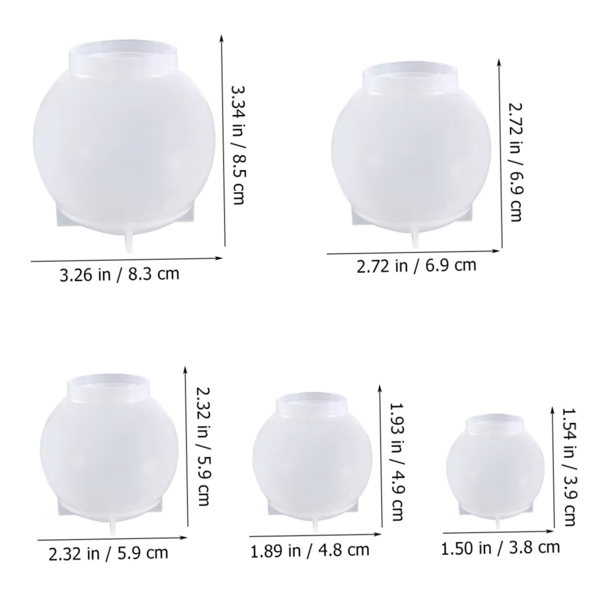 Homoyoyo 2 Set Stampo In Resina Epossidica Per Cristalli Stampo In Silicone Per Candele Stampo A Sfera Stampo Per Cera Per Candele Stampo Per Decorazioni Di Gioielli 5 pezzi*2