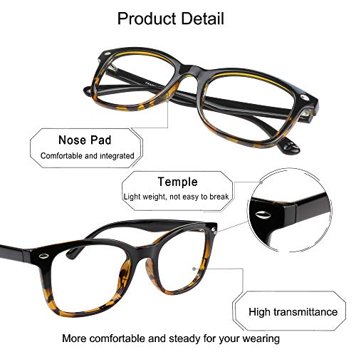 Image of YEIN Blue Light Blocking Glasses, Photochromic Brown Sunglasses, Computer Reading Glasses, TV Glasses for Women /Men(Tortoise,+2.50 Magnification)