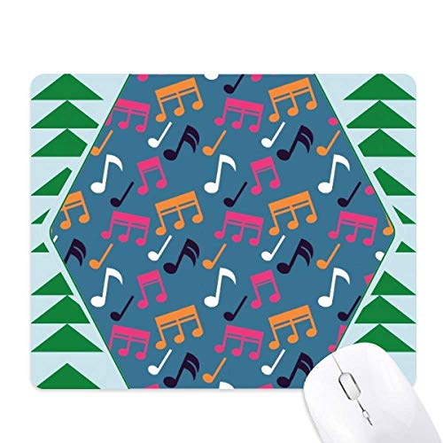 Tapis de souris notes de musique bleu et motif pin vert en caoutchouc