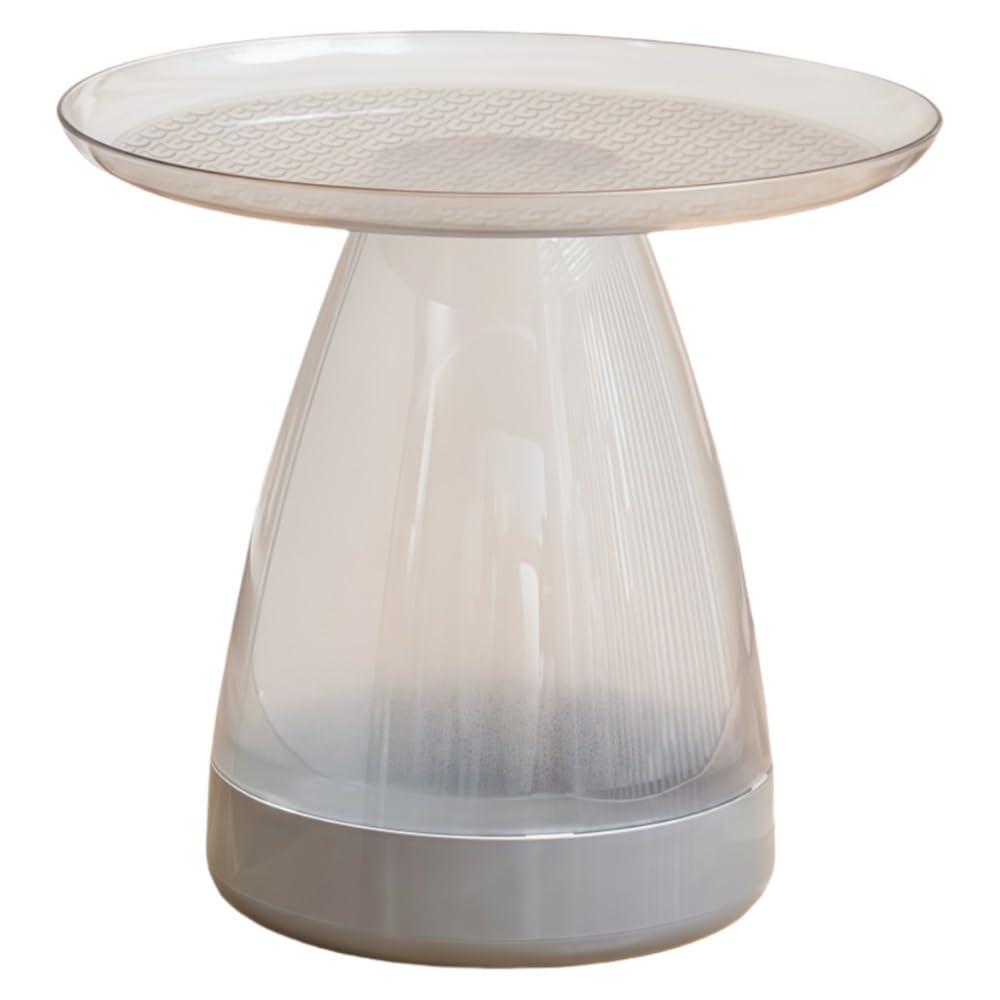 Table d'appoint transparente grise polyvalente et facile à déplacer