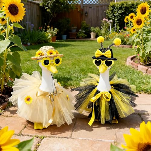 Funny 2Sets Spring Bee&Sunflower Porch Goose Outfits Dresses Clothes for 17