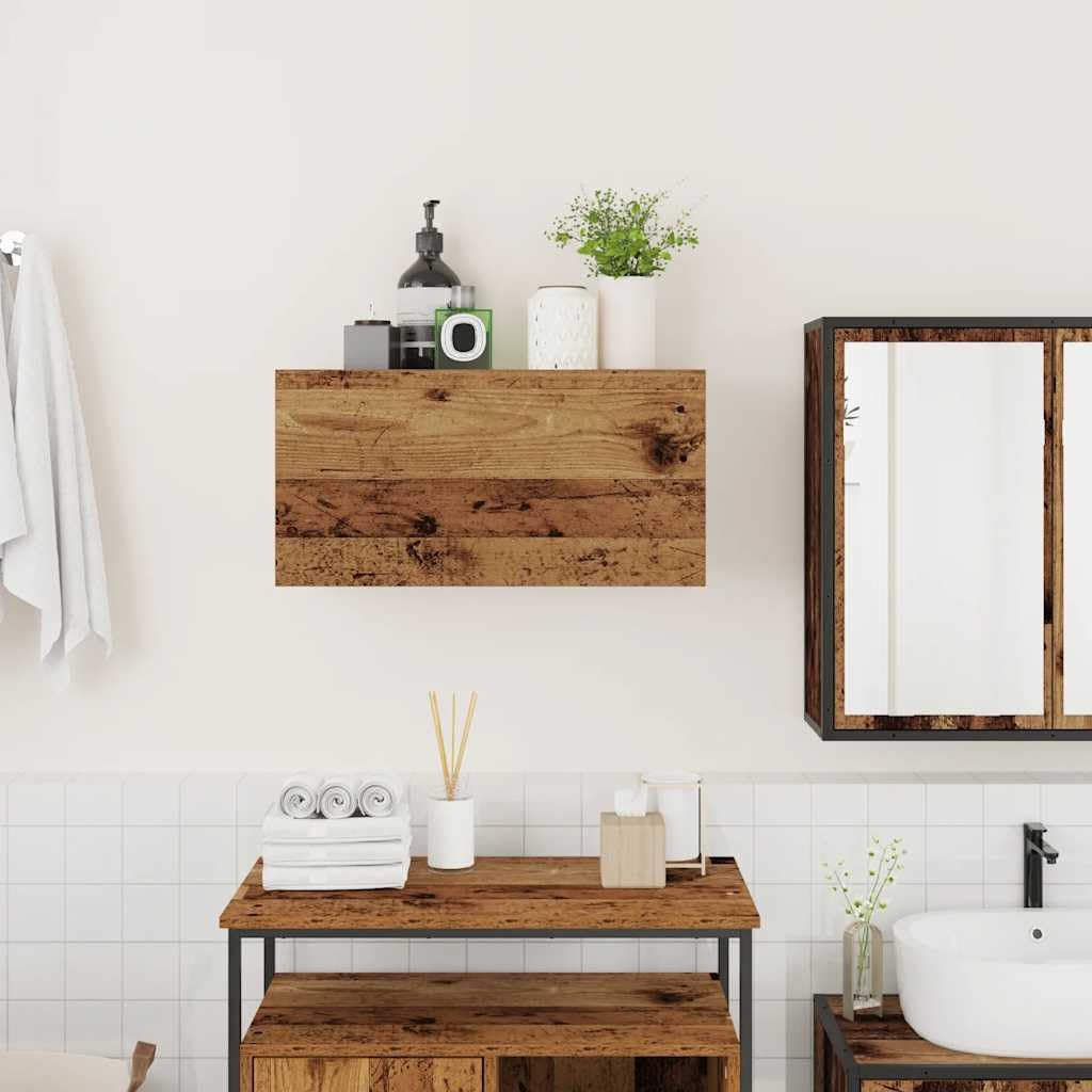 Gecheer Armoire Murale de Salle de Bain en Bois d'Ingénierie, 60 x 25 x 30 cm, 60 kg, Installation Facile, Multifonctionnelle
