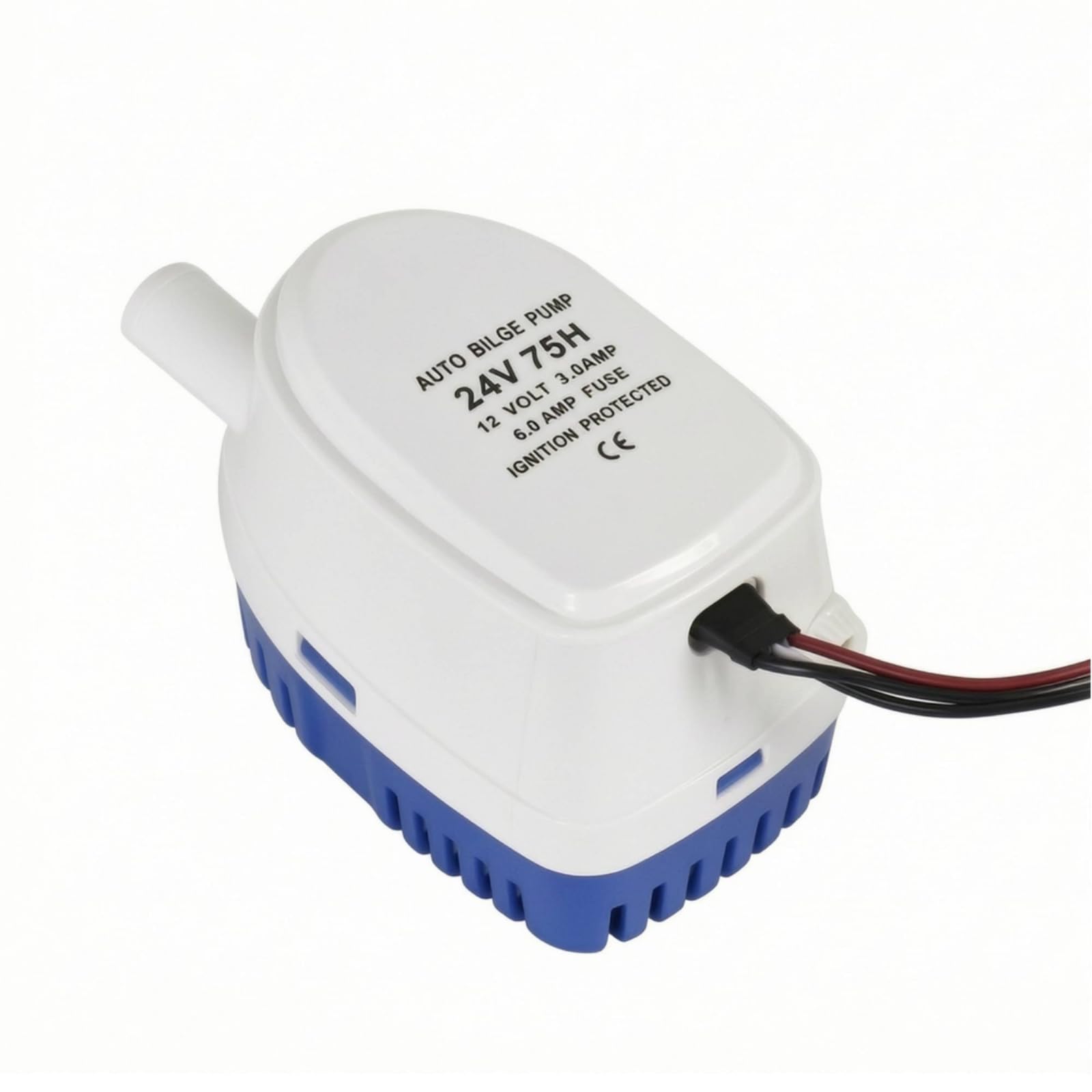 Pompa Sentina Automatica Marina Scarico Acqua Corpo Rettangolare con Uscita Laterale Protezione Detriti in Plastica Adatta a Barche Piccole Gommoni Scomparti Bassi, 12V 1100