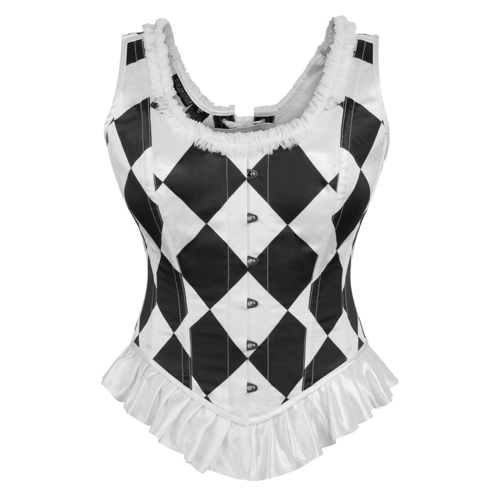 Daisy corsets womens Daisy Corsets Top Drawer Black White Diamond Steel Boned Corset W Straps