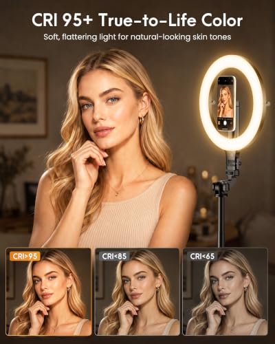 Image of Magnetic Ring Light with Stand and Phone Holder,10 inch Phone Tripod with Light