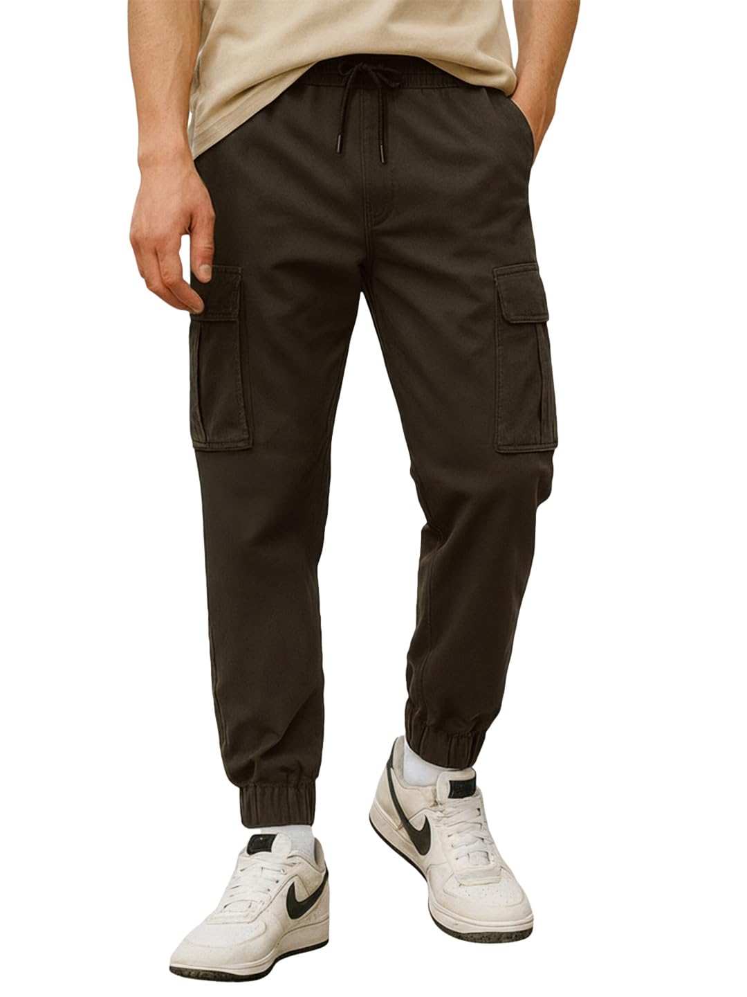 Men's Cotton Solid Oversized Fit Jogger | Track pants for man | Lower for man | Trouser for men | Baggy trackpants for men | Multipurpose | Mens Lower Activewear | Utility Pockets | Lightweight & Flexible Elastic Waist | Casual Joggers | Loose Fit-image-23